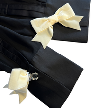 Load image into Gallery viewer, Pair of Velvet Button Cover Bows - Piano Key (Cream/Ivory)