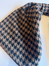 Load image into Gallery viewer, Houndstooth clip on button cover scarf in brown and black close up