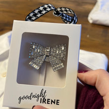 Load image into Gallery viewer, Goodnight Irene boxed signle diamonte button cover in silver held in hand