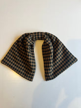 Load image into Gallery viewer, Houndstooth clip on button cover scarf in brown and black by Goodnight Irene