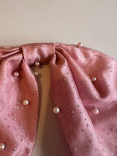 Load image into Gallery viewer, Pink and pearl button cover scarf by Goodnight Irene with silver fleck