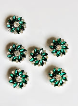 Load image into Gallery viewer, button covers, button jewels, green accessories, clip on jewellery
