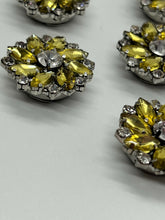 Load image into Gallery viewer, button covers, button jewels, yellow accessories, clip on jewellery