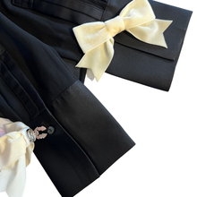 Load image into Gallery viewer, Pair of Velvet Button Cover Bows - Piano Key (Cream/Ivory)
