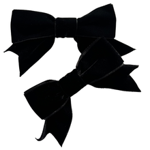 Load image into Gallery viewer, Pair of Velvet Button Cover Bows - Taxi Cab (Black)

