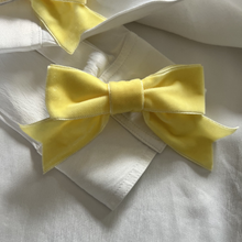 Load image into Gallery viewer, Pair of Velvet Button Cover Bows - Buttered Toast (Yellow)

