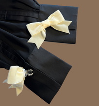 Load image into Gallery viewer, Pair of Velvet Button Cover Bows - Piano Key (Cream/Ivory)
