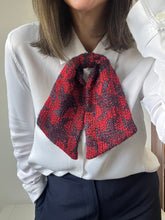 Load image into Gallery viewer, Penny – Clip-On Neck Detail (Red &amp; Navy Linton Tweed)
