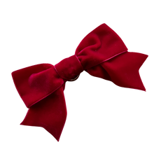 Load image into Gallery viewer, Pair of Velvet Button Cover Bows - Jam Tart (Red)
