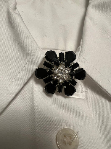 black sparkly jewellery button cover.  great brooch alternative.