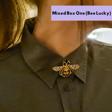 Load image into Gallery viewer, bee jewelley button covers, clip on button jewells, unusual jewlery, goodnight irene
