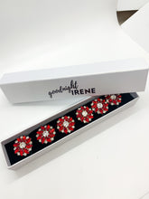 Load image into Gallery viewer, button covers, button jewels, red accessories, clip on jewellery
